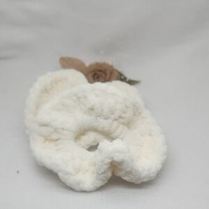 Handmade Crochet Elegant Cream Hair Scrunchies x2